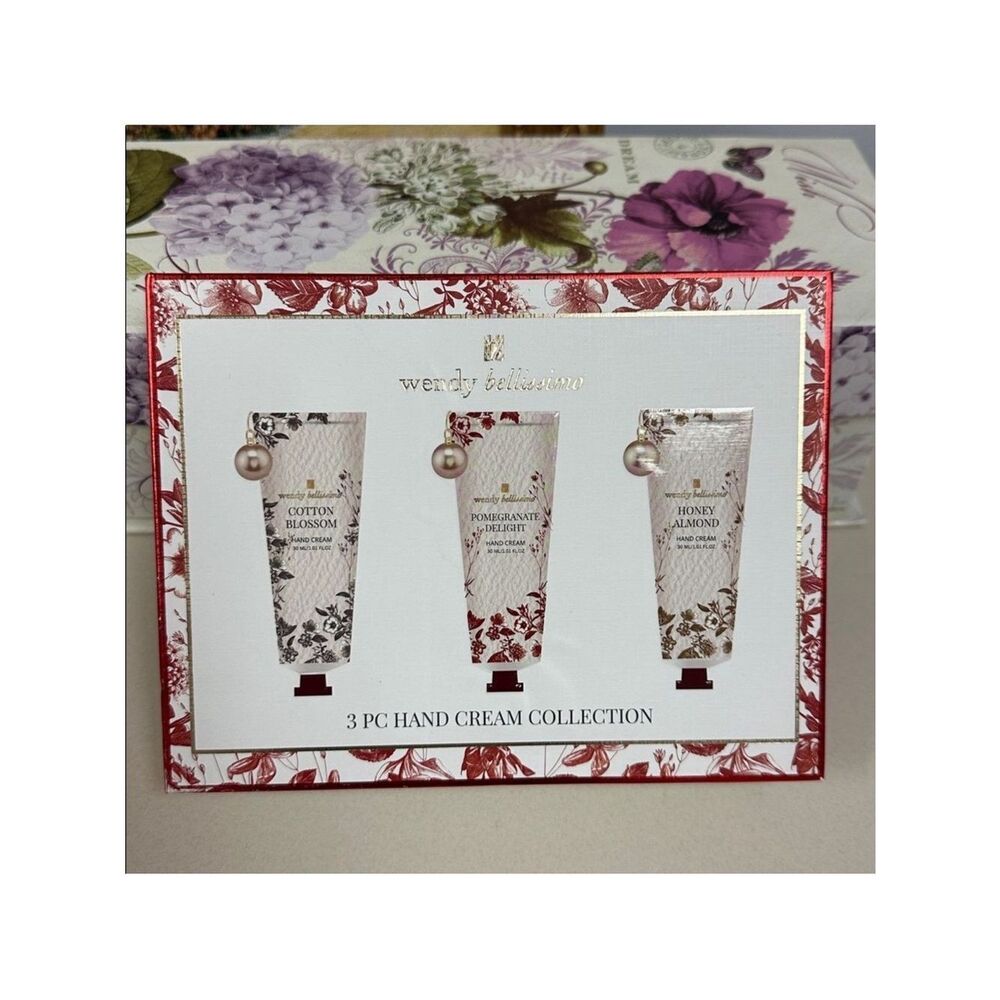 wendy bellissimo Hand Cream Cotton Blossom Pomegranate Delight Honey Almond 3pk